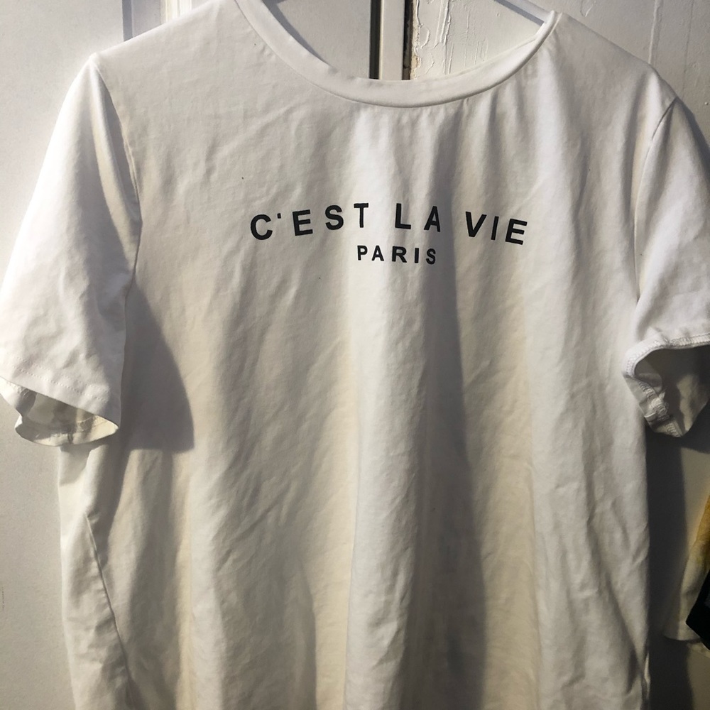 White “ c’est la vie” “that’s life” shirt